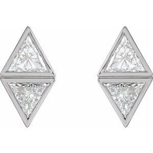 Sterling Silver 1 1/5 CTW Natural Diamond Two-Stone Bezel-Set Earrings – image 2