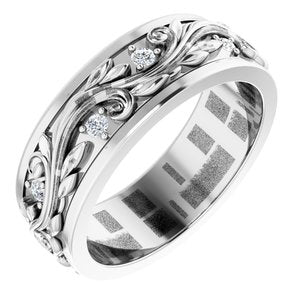 Platinum 1/6 CTW Natural Diamond Band Size 6.5