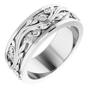 Platinum 1/6 CTW Natural Diamond Band Size 6