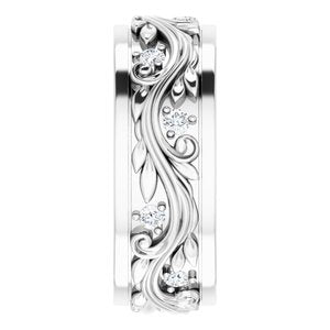 Platinum 1/6 CTW Natural Diamond Band Size 4.5