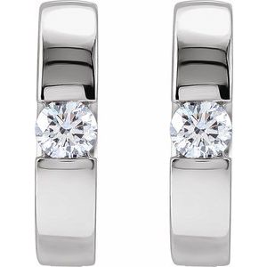 14K White Gold 1/3 CTW Natural Diamond 15 mm Hinged Huggie Hoop Earrings – image 2