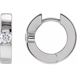 14K White Gold 1/3 CTW Lab-Grown Diamond Hinged Huggie Earrings