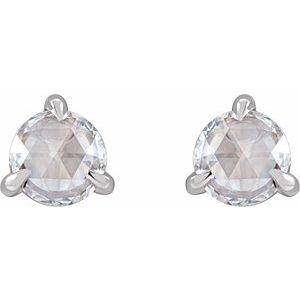14K White Gold 1/4 CTW Rose-Cut Natural Diamond Stud Earrings – image 2