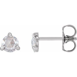 14K White Gold 1/4 CTW Rose-Cut Natural Diamond Stud Earrings