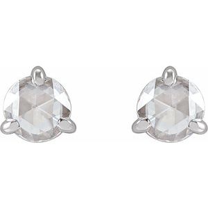 14K White Gold 5/8 CTW Rose-Cut Natural Diamond Stud Earrings – image 2