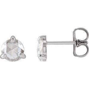 14K White Gold 5 mm Rose-Cut Lab-Grown Moissanite Stud Earrings