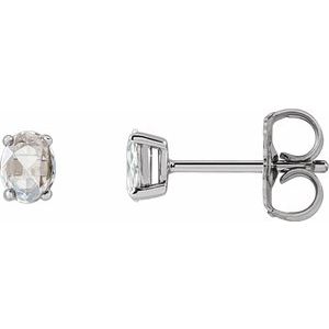 14K White Gold 1/5 CTW Rose-Cut Natural Diamond Earrings