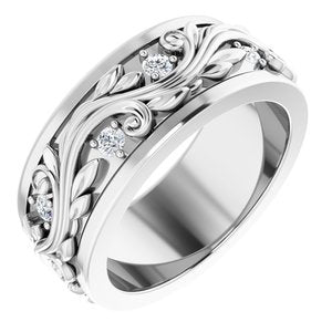 Platinum 1/6 CTW Natural Diamond Band Size 4