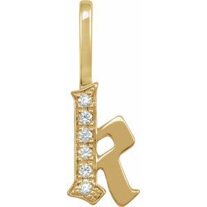 14K Yellow Gold .045 CTW Natural Diamond Gothic Initial K Charm/Pendant