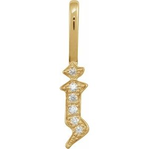 14K Yellow Gold .035 CTW Natural Diamond Gothic Initial J Charm/Pendant