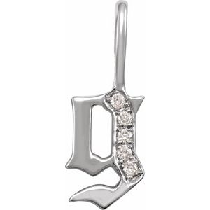 14K White Gold .04 CTW Natural Diamond Gothic Initial G Charm/Pendant