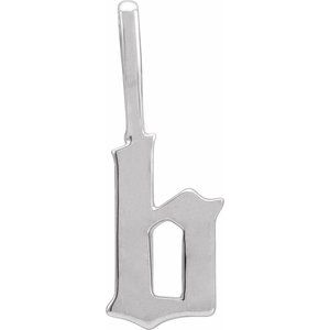 14K White Gold Gothic Initial B Charm/Pendant