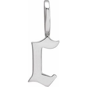 14K White Gold Gothic Initial C Charm/Pendant