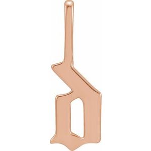 14K Rose Gothic Initial D Charm/Pendant
