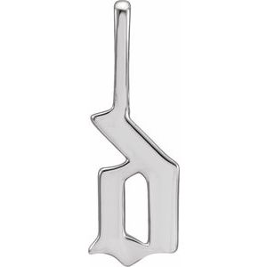 14K White Gold Gothic Initial D Charm/Pendant