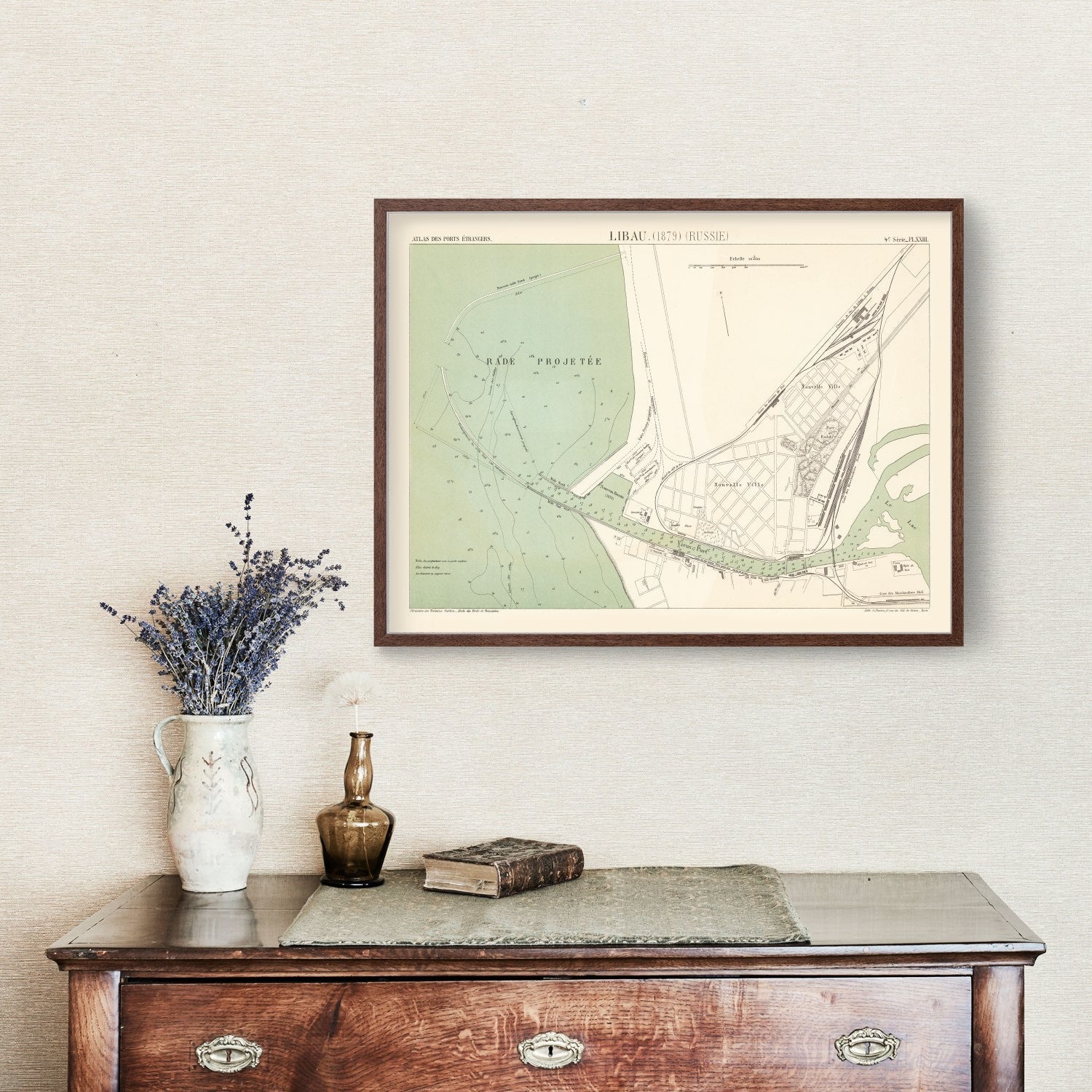 Vintage Map of Liepaja, Latvia 1879