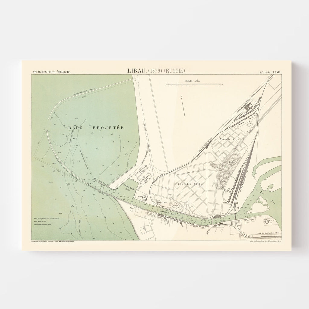 Vintage Map of Liepaja, Latvia 1879