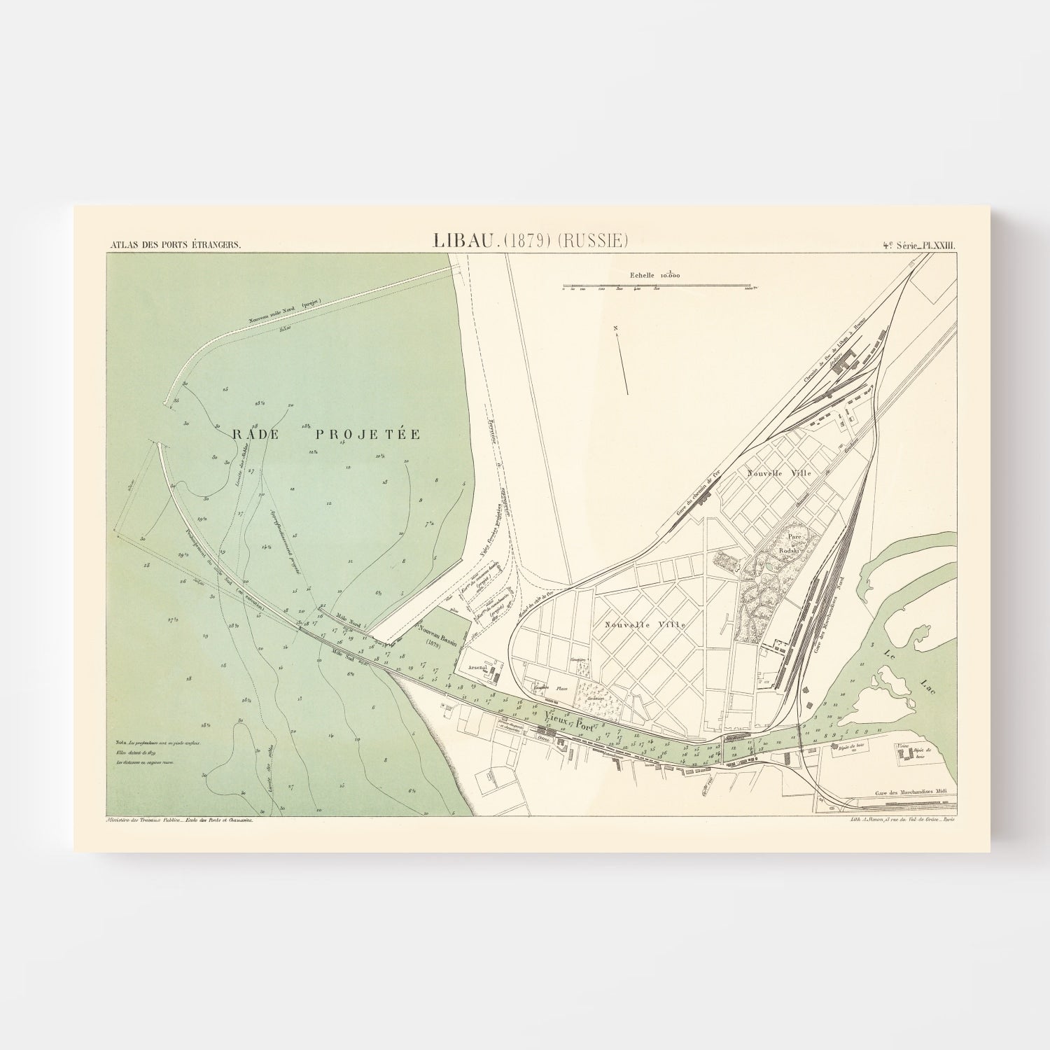 Vintage Map of Liepaja, Latvia 1879