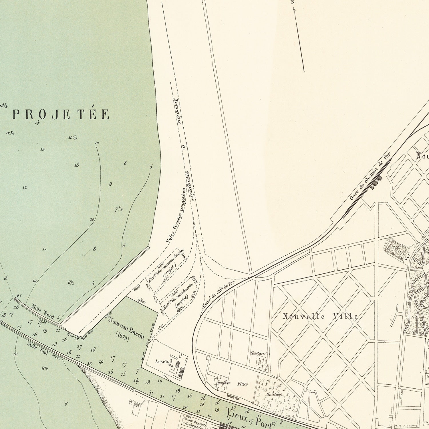 Vintage Map of Liepaja, Latvia 1879