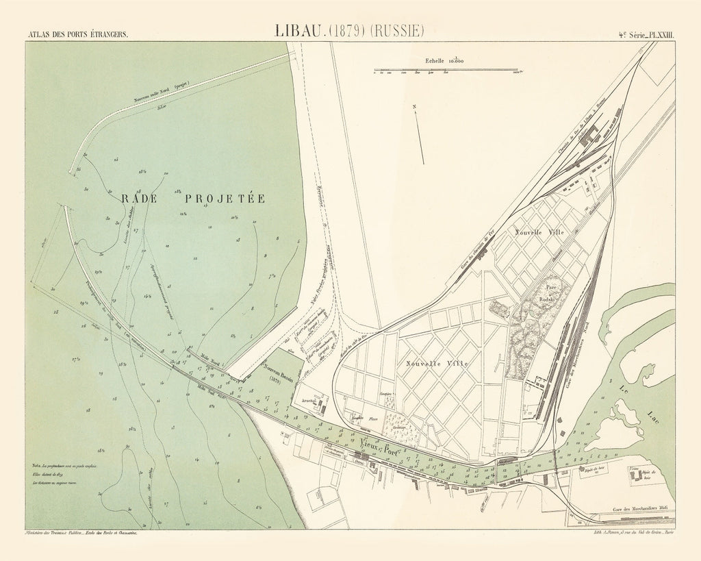 Vintage Map of Liepaja, Latvia 1879