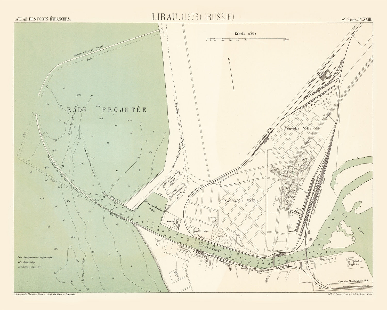 Vintage Map of Liepaja, Latvia 1879