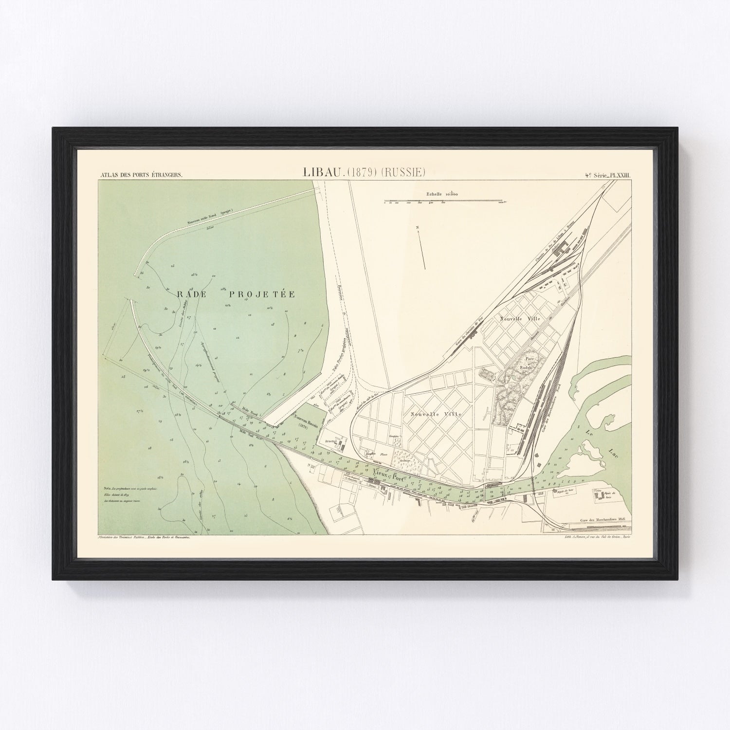 Vintage Map of Liepaja, Latvia 1879