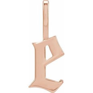 14K Rose Gothic Initial E Charm/Pendant