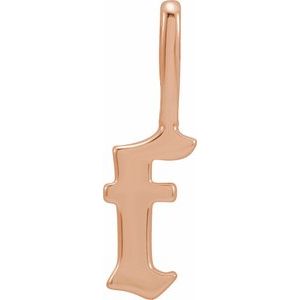 14K Rose Gold Gothic Initial F Charm/Pendant