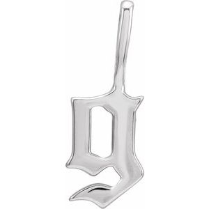 14K White Gold Gothic Initial G Charm/Pendant