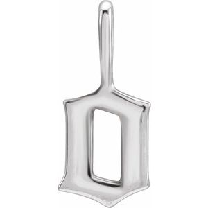 14K White Gold Gothic Initial O Charm/Pendant