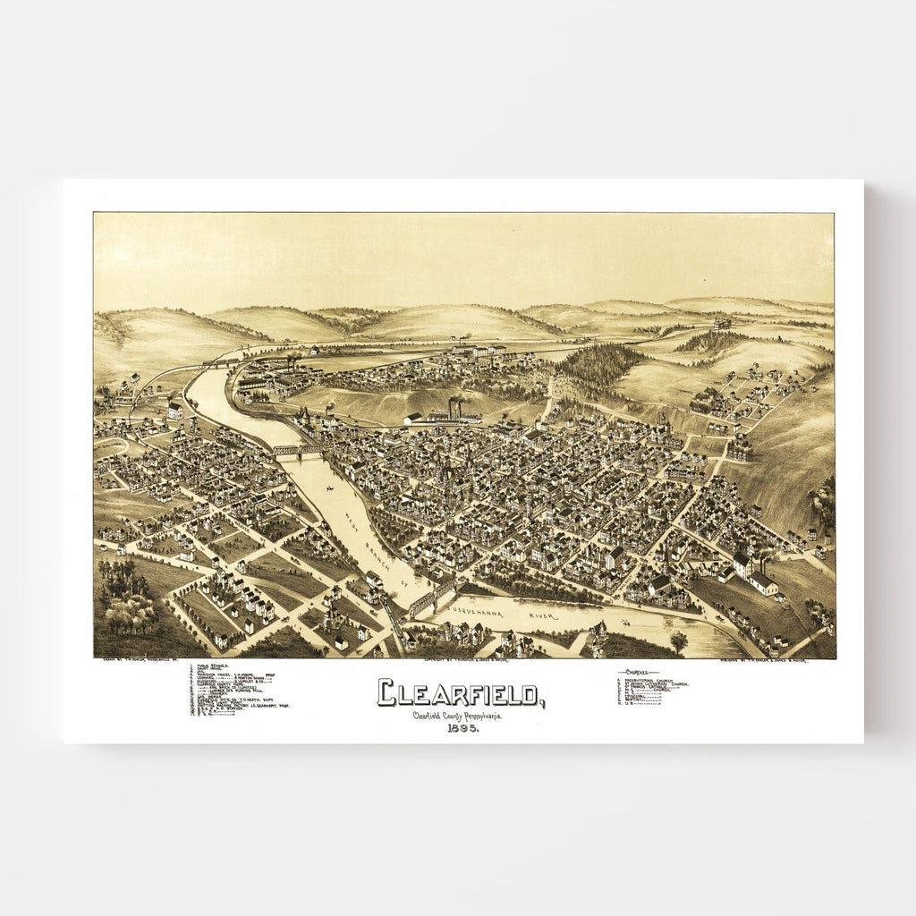 Vintage Map of Clearfield, Pennsylvania 1895