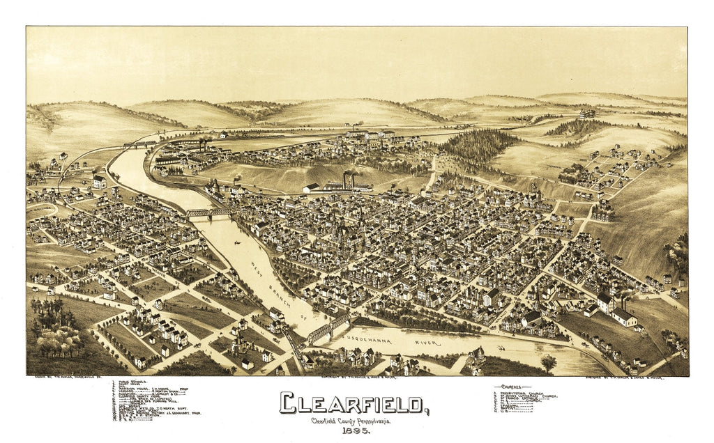 Vintage Map of Clearfield, Pennsylvania 1895