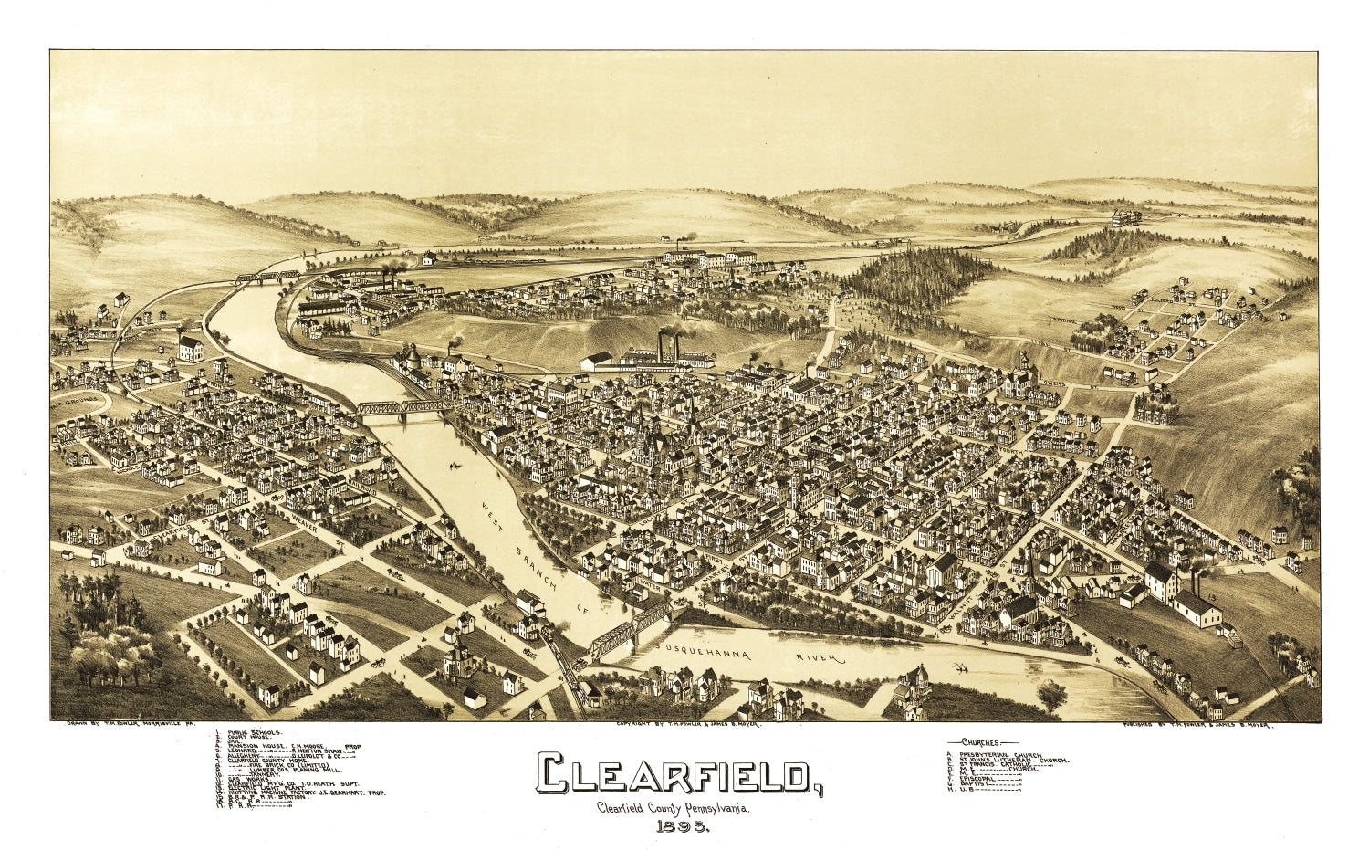 Vintage Map of Clearfield, Pennsylvania 1895