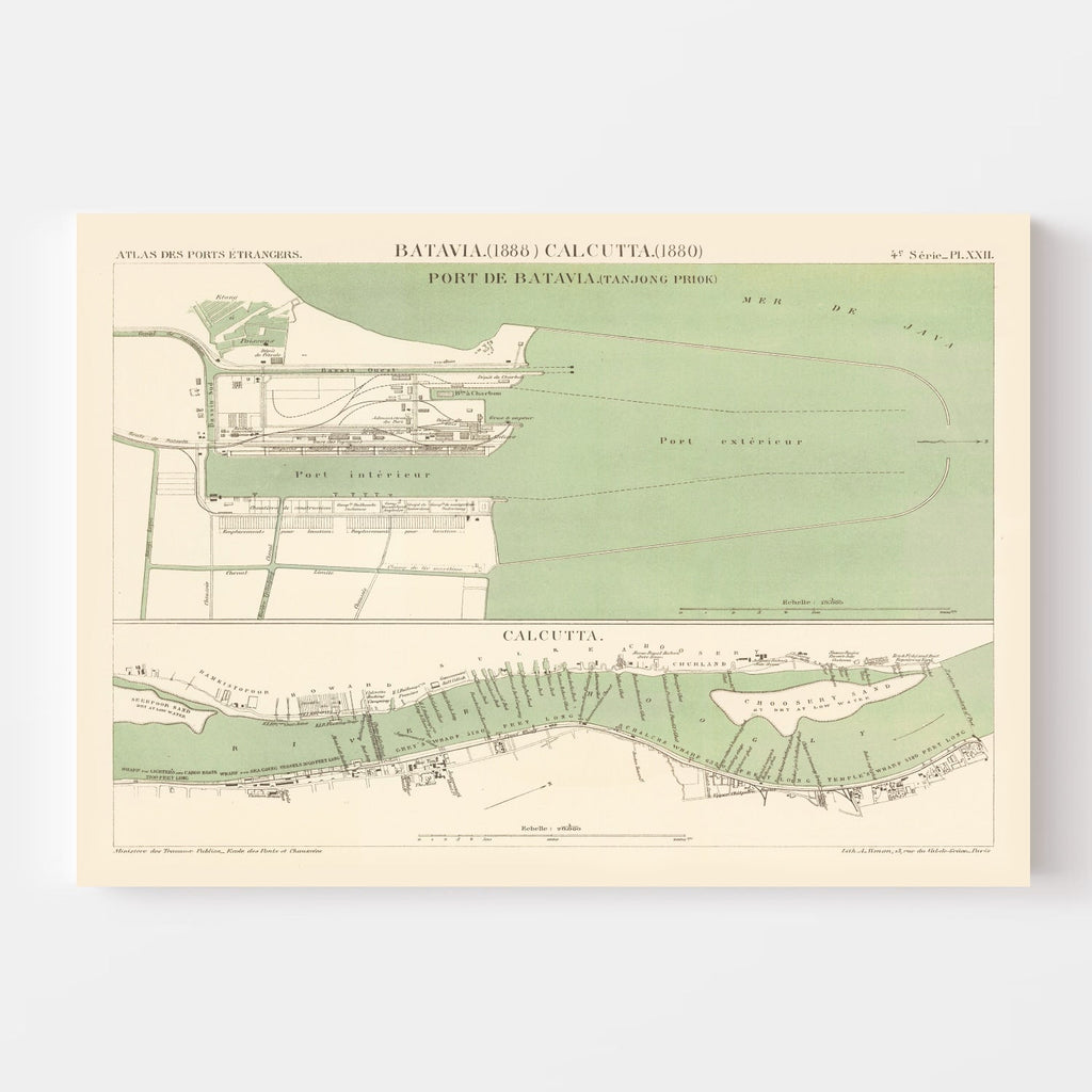 Vintage Map of Jakarta, Indonesia 1888