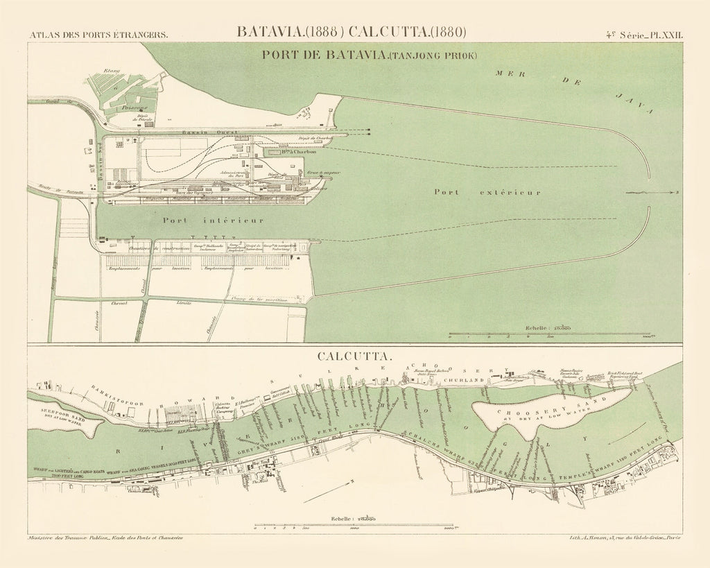 Vintage Map of Jakarta, Indonesia 1888