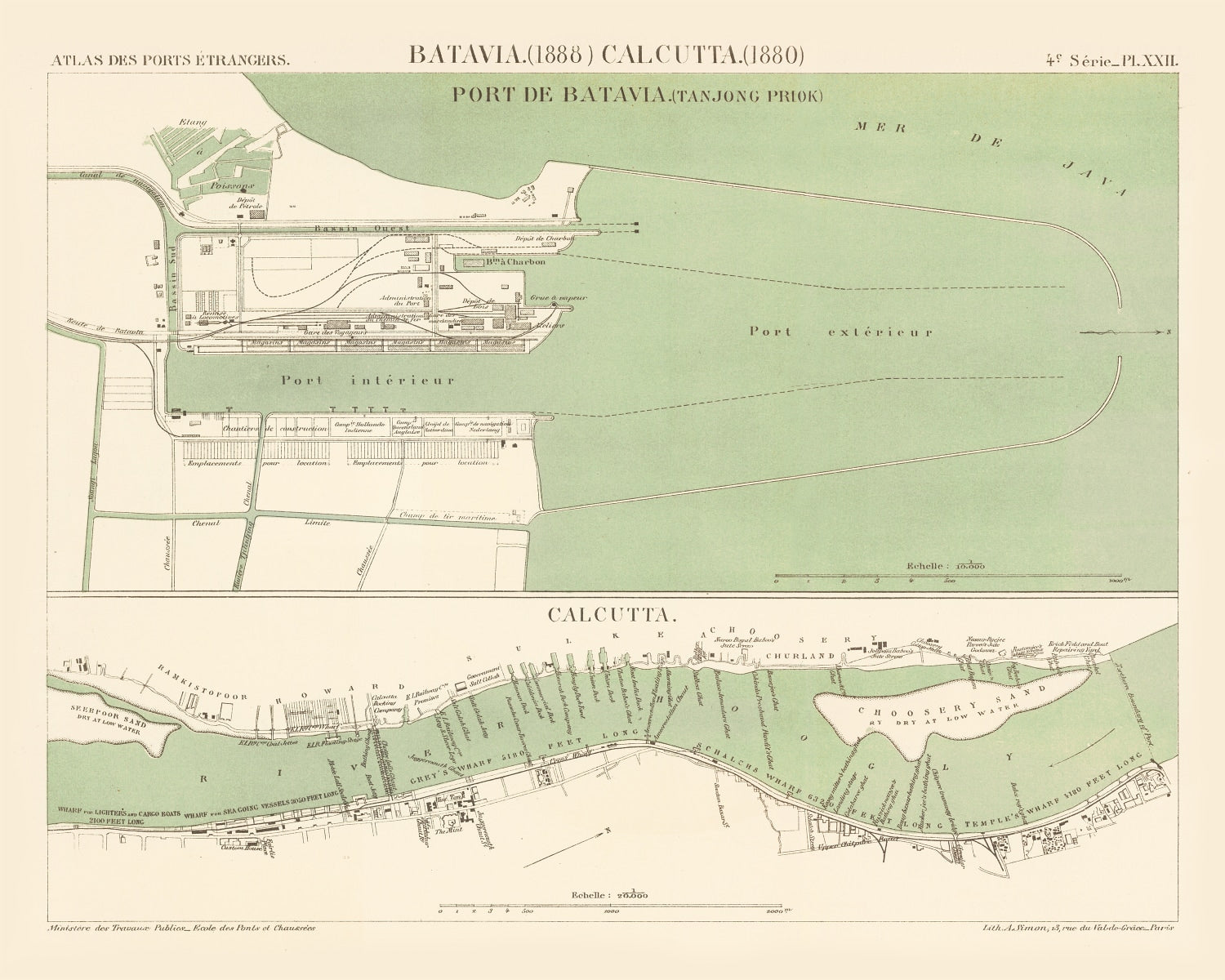 Vintage Map of Jakarta, Indonesia 1888