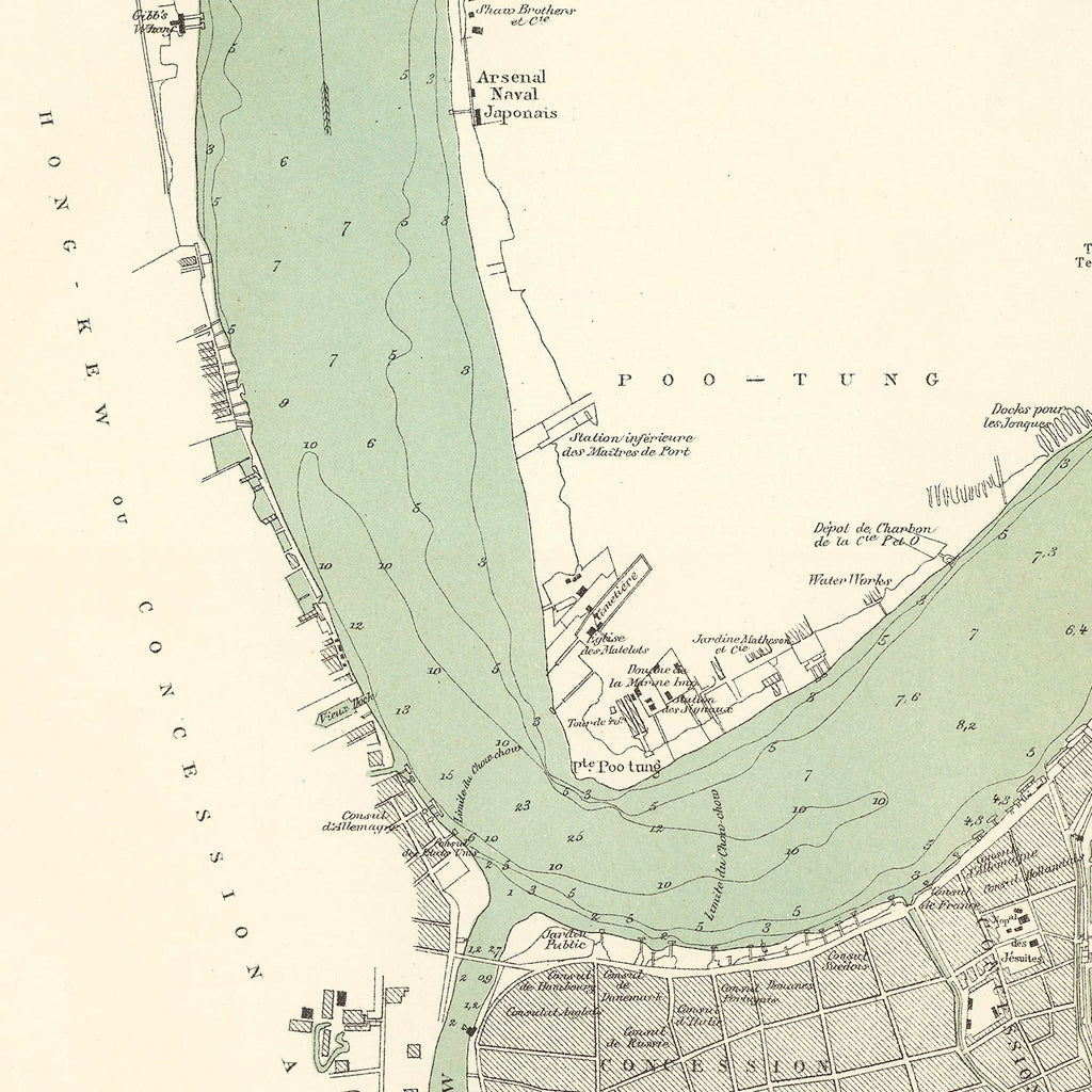 Vintage Map of Shanghai, China 1880