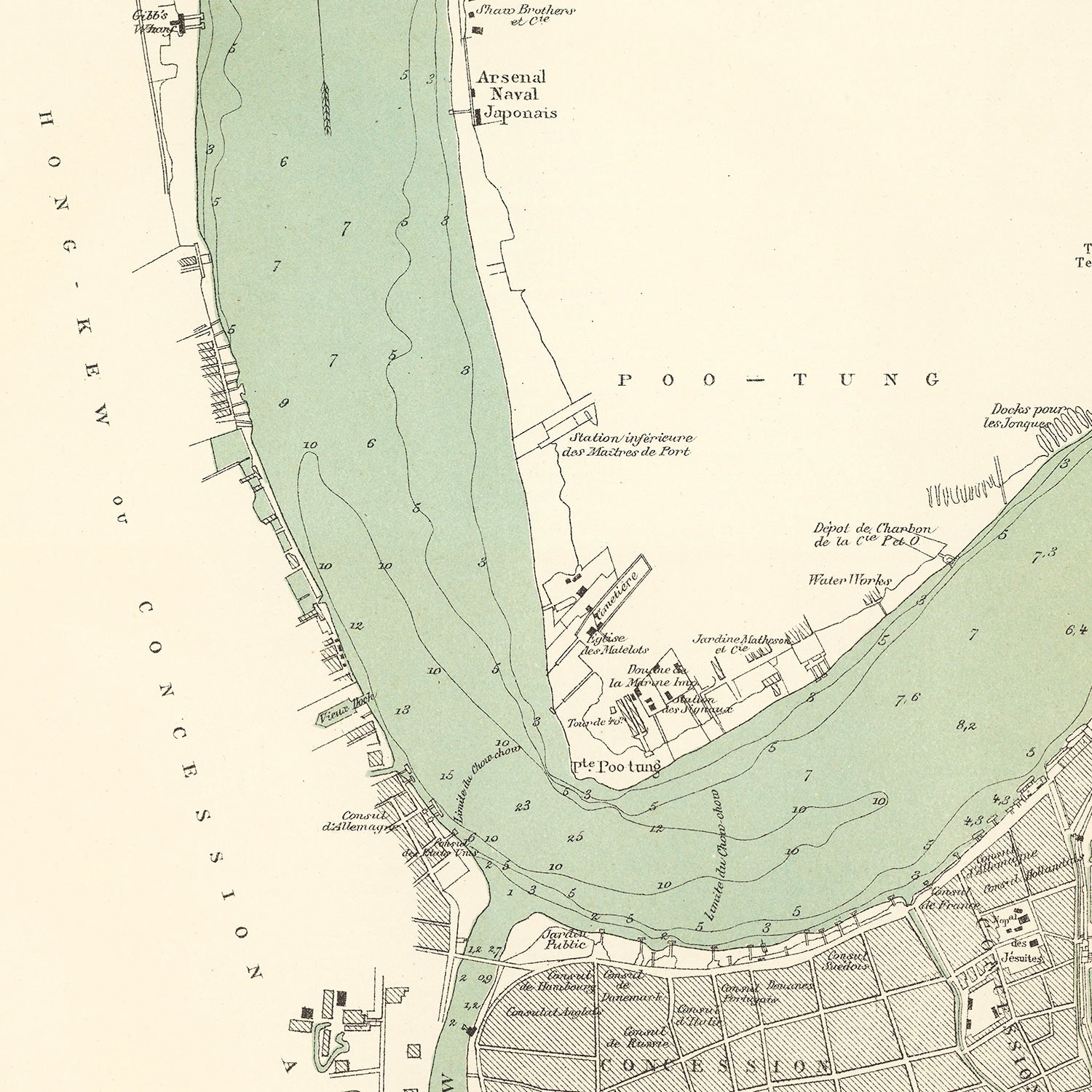 Vintage Map of Shanghai, China 1880