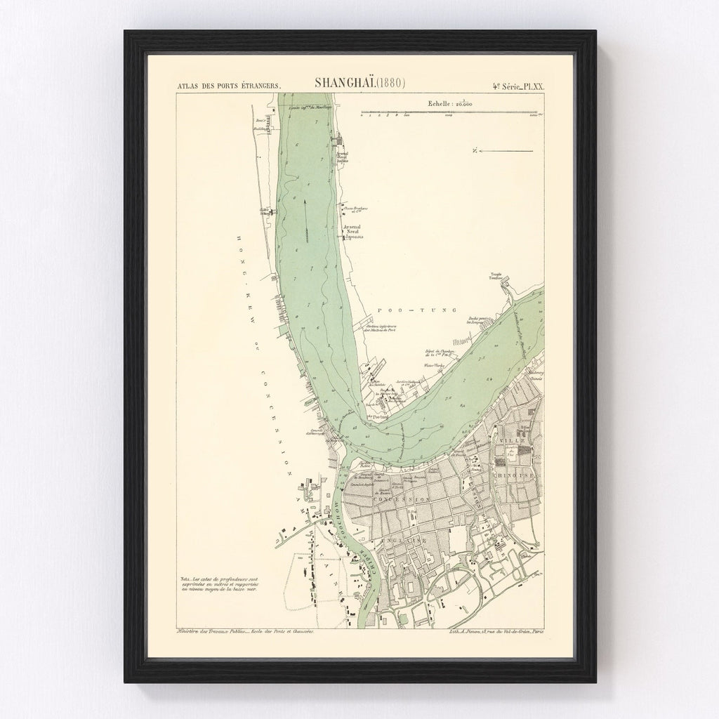 Vintage Map of Shanghai, China 1880
