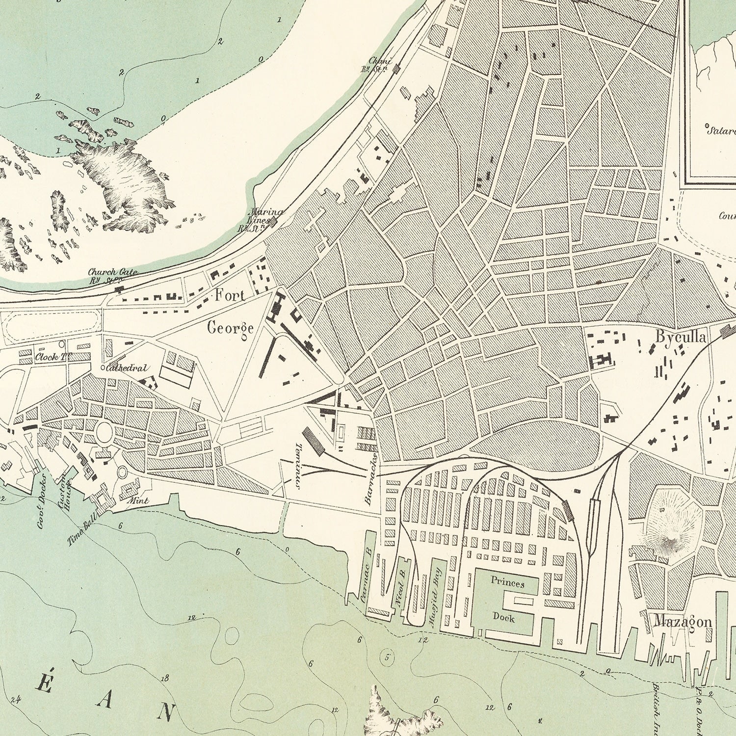 Vintage Map of Mumbai, India 1883