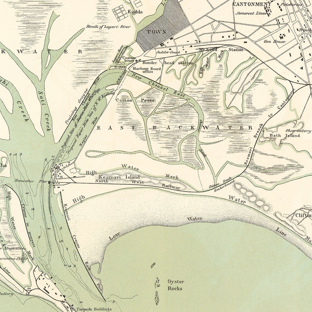 Vintage Map of Karachi, Pakistan 1888