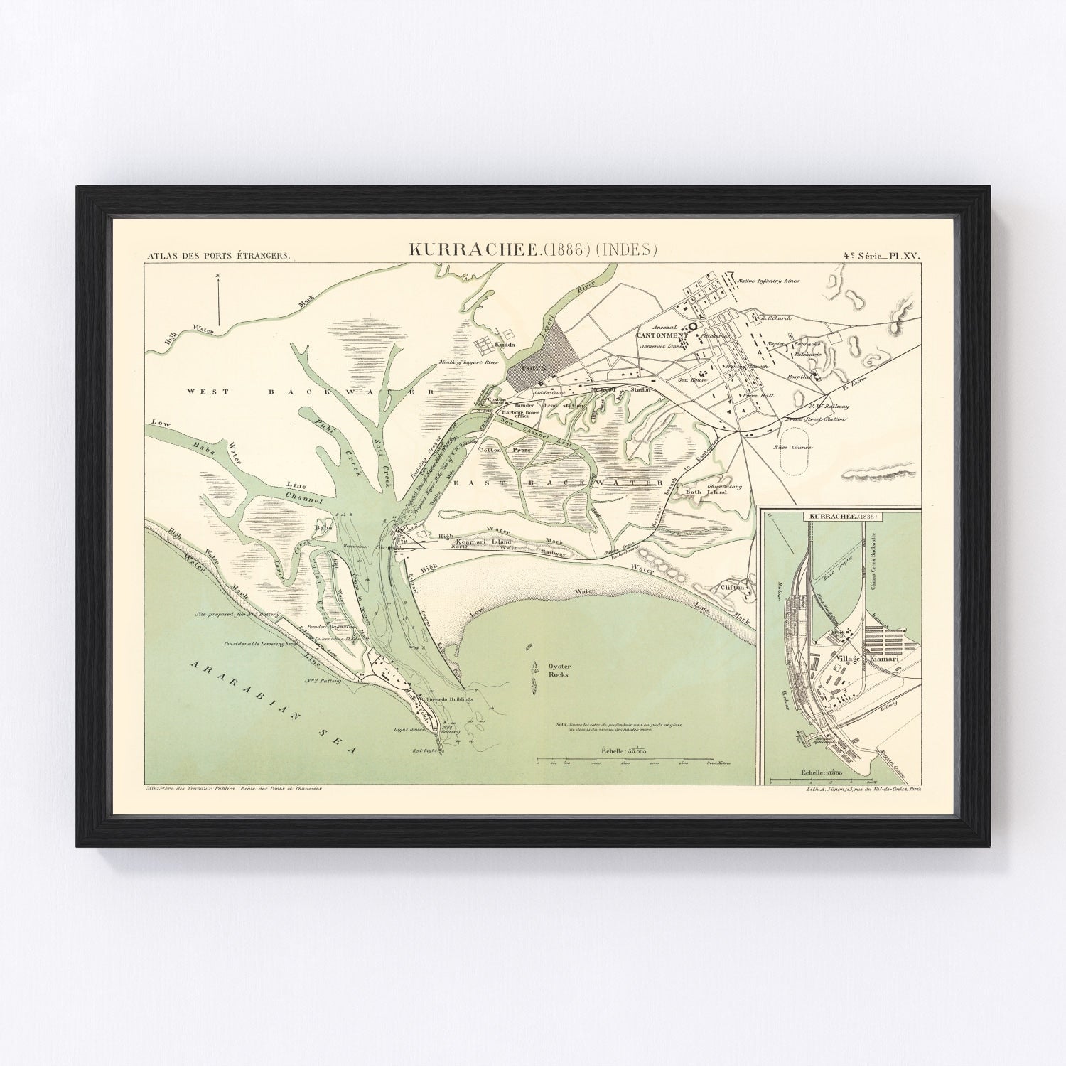 Vintage Map of Karachi, Pakistan 1888