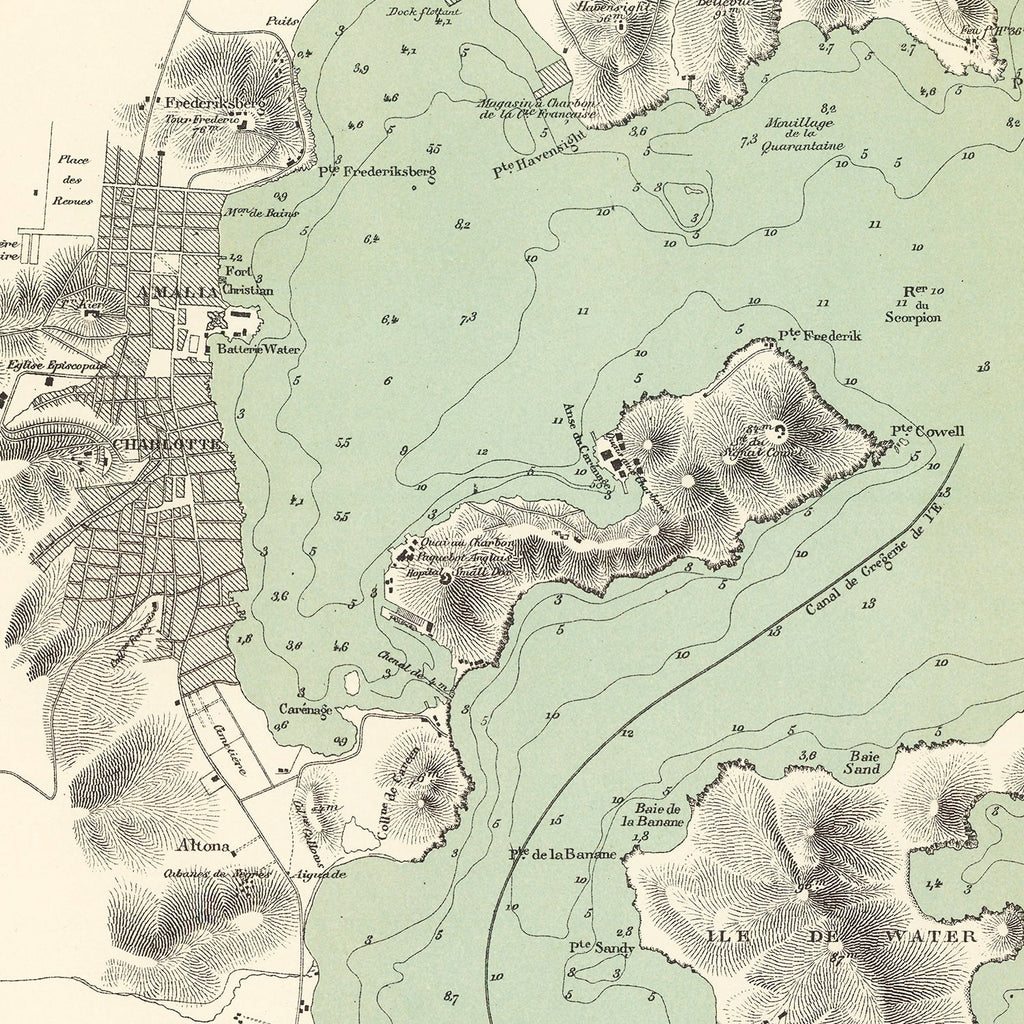 Vintage Map of St. Thomas, 1873