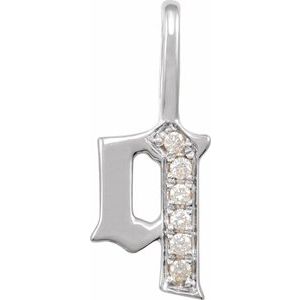 14K White .045 CTW Natural Diamond Gothic Initial Q Charm/Pendant