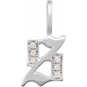 14K White .045 CTW Natural Diamond Gothic Initial S Charm/Pendant