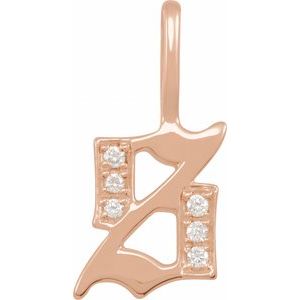 14K Rose .045 CTW Natural Diamond Gothic Initial S Charm/Pendant