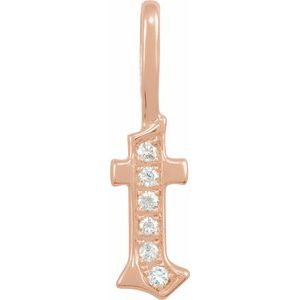 14K Rose Gold .045 CTW Natural Diamond Gothic Initial T Charm/Pendant