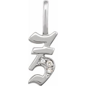 14K White .025 CTW Natural Diamond Gothic Initial Z Charm/Pendant
