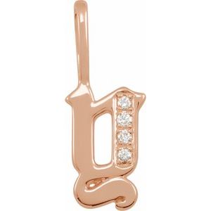 14K Rose .03 CTW Natural Diamond Gothic Initial Y Charm/Pendant