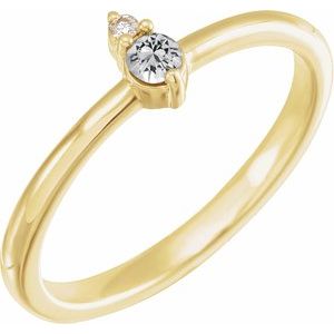 14K Yellow Gold Natural White Sapphire & .015 CT Natural Diamond Ring